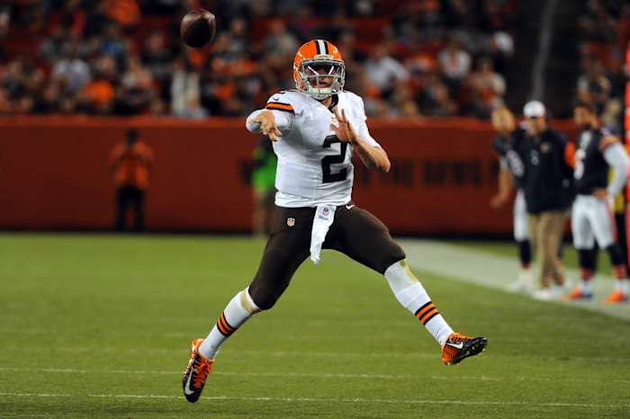Aug 28, 2014; Cleveland, OH, USA; Cleveland Browns quarterback Johnny Manziel (2) at FirstEnergy Stadium. Mandatory Credit: Ken Blaze-USA TODAY SportsAug 28, 2014; Cleveland, OH, USA; Cleveland Browns quarterback Johnny Manziel (2) at FirstEnergy Stadium. Mandatory Credit: Ken Blaze-USA TODAY Sports